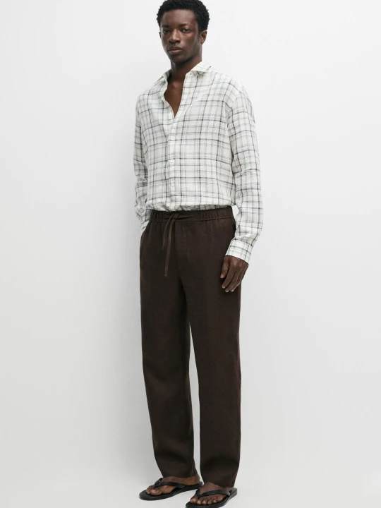 Zdjęcie produktu Spodnie Jogger Z Lnu - Brązowy - Massimo Dutti - Male