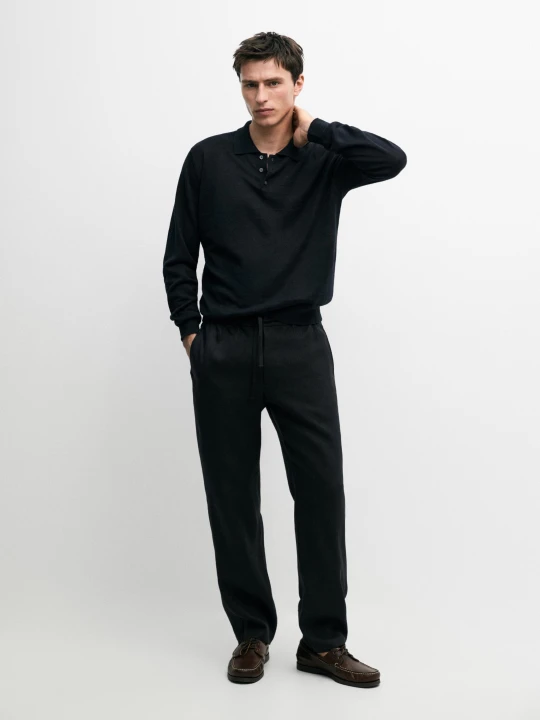 Zdjęcie produktu Spodnie Jogger Z Lnu - Czarny - Massimo Dutti - Male