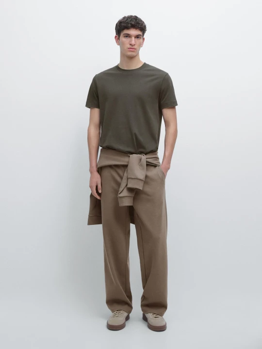 Zdjęcie produktu Spodnie Jogger Z Mieszanki Bawełny - Khaki - - Massimo Dutti - Mężczyzna
