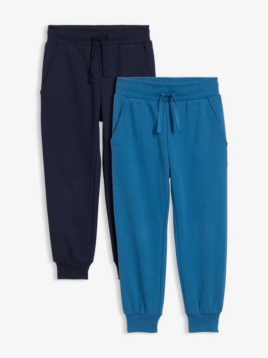 Zdjęcie produktu Spodnie joggingowe z miękkiej mieszanki bawełny (2 szt.) BonPrix niebieski