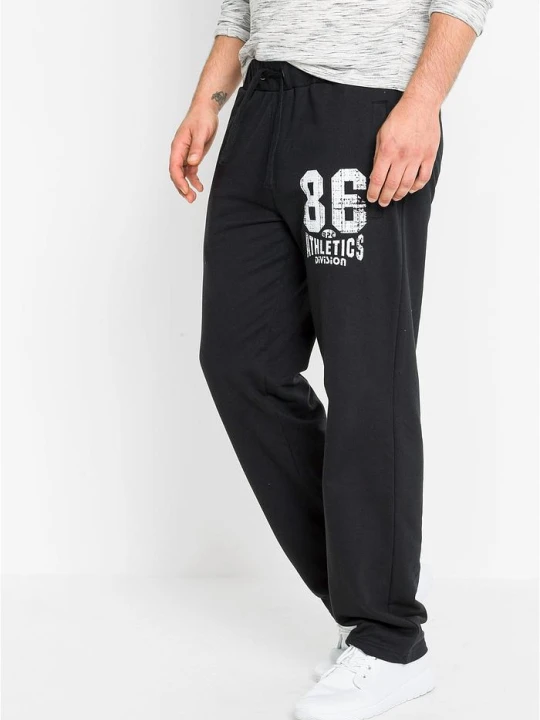 Zdjęcie produktu Spodnie joggingowe ze sportowymi detalami, z czystej bawełny organicznej BonPrix czarny