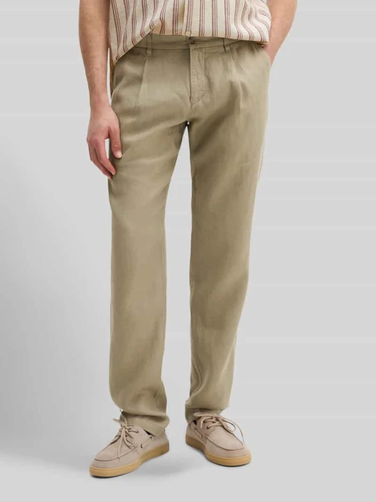 Zdjęcie produktu Spodnie lniane model 'OSBY JOGGER PLEATS' Marc O'Polo Beżowy