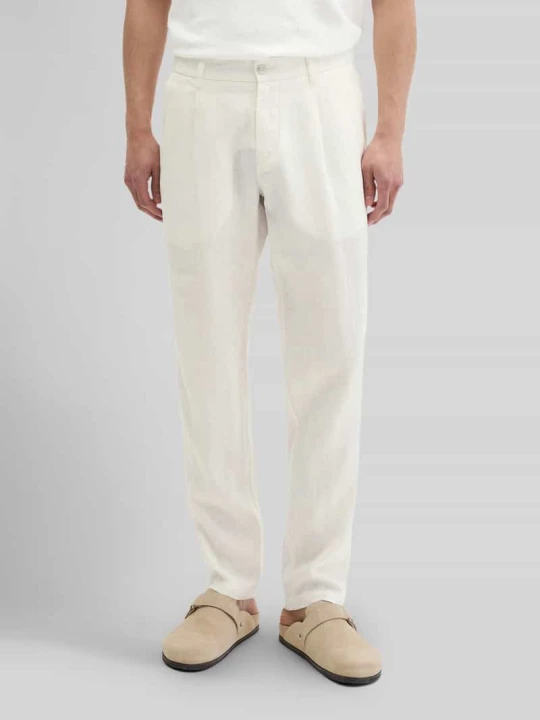 Zdjęcie produktu Spodnie lniane model 'OSBY JOGGER PLEATS' Marc O'Polo Złamany biały