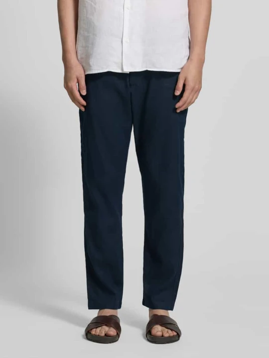 Zdjęcie produktu Spodnie lniane o kroju regular fit z Mieszanka lnu Model 'Sanderson-L-3' Boss Granatowy
