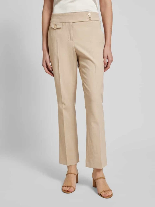 Zdjęcie produktu Spodnie lniane o kroju slim fit w kant model ‘INEZ’ SEDUCTIVE Beżowy