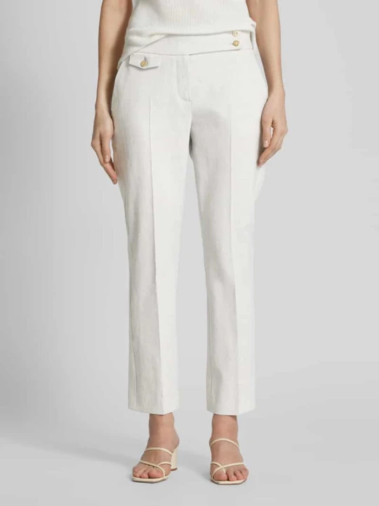 Zdjęcie produktu Spodnie lniane o kroju slim fit w kant model ‘INEZ’ SEDUCTIVE Jasnoszary