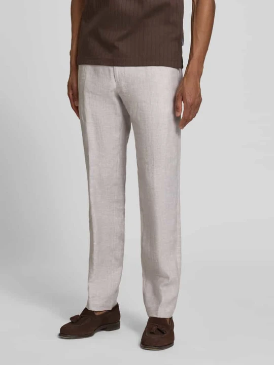 Zdjęcie produktu Spodnie lniane o kroju slim fit z tunelem model 'Sake' JOOP! Beżowy