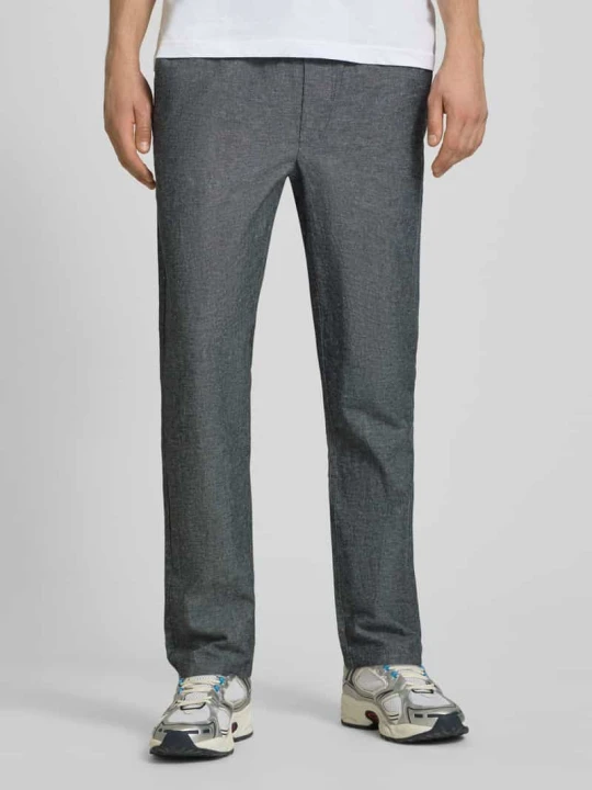 Zdjęcie produktu Spodnie lniane o kroju tapered z mieszanki bawełny i lnu model 'LINUS' Only & Sons Ciemnoniebieski melanż