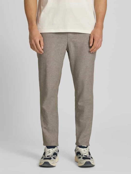 Zdjęcie produktu Spodnie lniane o kroju tapered z mieszanki bawełny i lnu model 'LINUS' Only & Sons