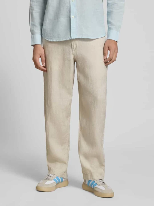 Zdjęcie produktu Spodnie lniane z elastycznym pasem model 'KARL LAWRENCE' Jack&Jones Beżowy