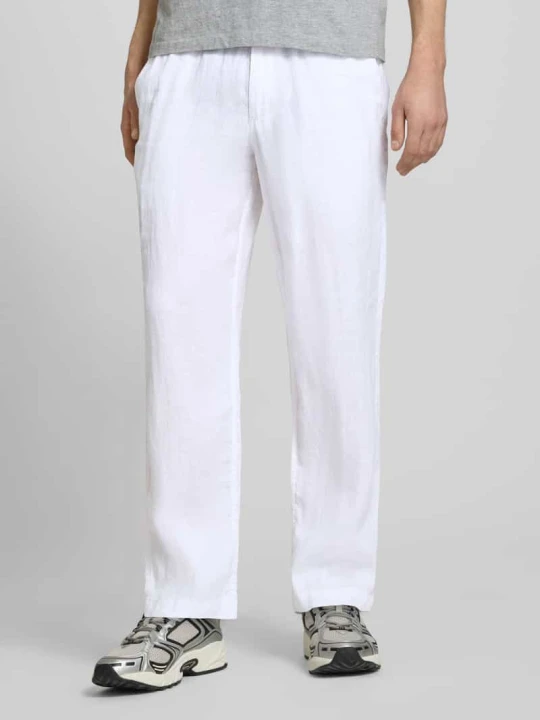 Zdjęcie produktu Spodnie lniane z elastycznym pasem model 'KARL LAWRENCE' Jack&Jones Biały