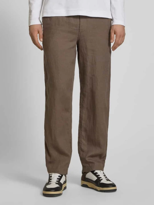Zdjęcie produktu Spodnie lniane z elastycznym pasem model 'KARL LAWRENCE' Jack&Jones Średniobrązowy