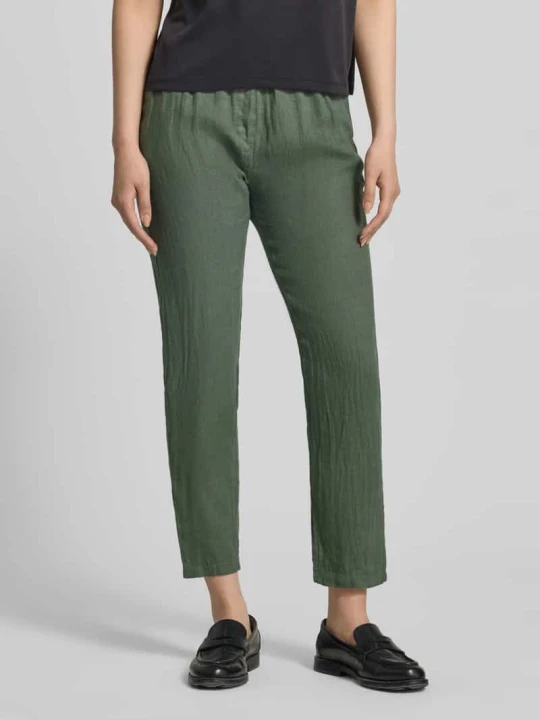 Zdjęcie produktu Spodnie lniane z elastycznym pasem model 'Pa44uline' ZABAIONE Khaki