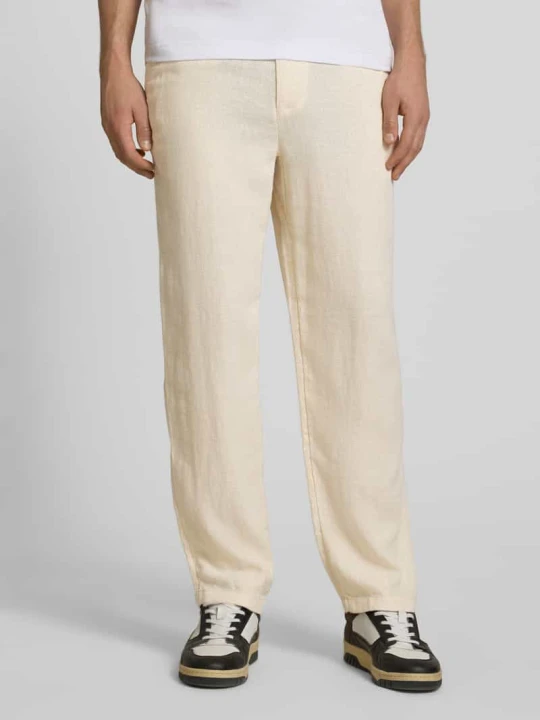 Zdjęcie produktu Spodnie lniane z wiązanym paskiem model 'KARL MYKONOS' Jack&Jones Beżowy