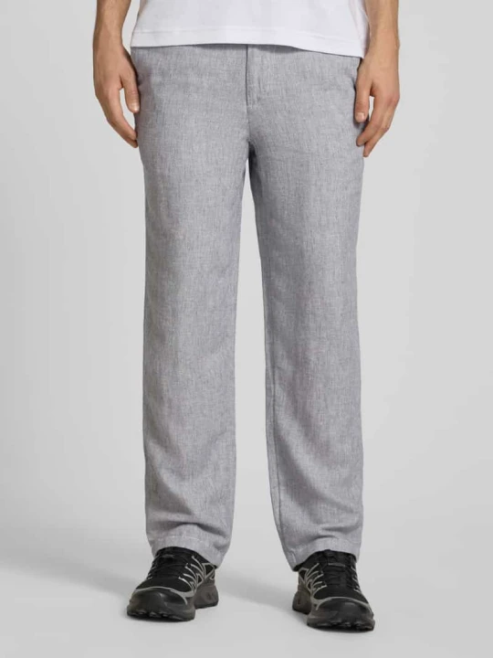 Zdjęcie produktu Spodnie lniane z wiązanym paskiem model 'KARL MYKONOS' Jack&Jones Jeansowy niebieski