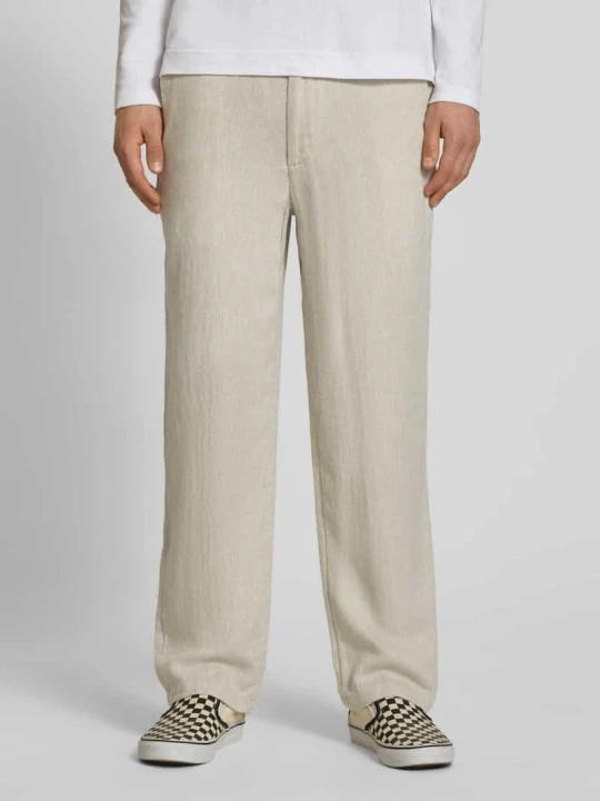 Zdjęcie produktu Spodnie lniane z wiązanym paskiem model 'KARL MYKONOS' Jack&Jones Oliwkowy