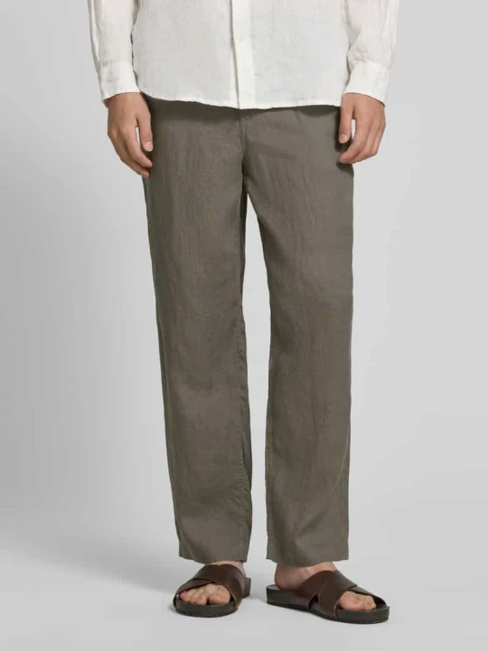 Zdjęcie produktu Spodnie lniane z wpuszczanymi kieszeniami model 'KARL LAWRENCE' Jack&Jones Khaki