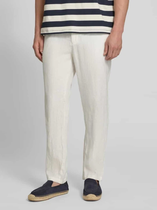 Zdjęcie produktu Spodnie lniane z wpuszczanymi kieszeniami model 'Pandrup' Casual Friday Złamany biały