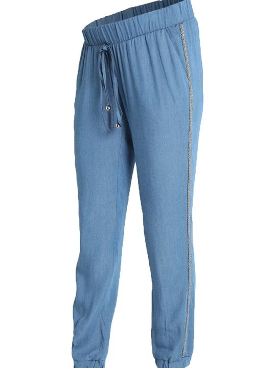 Zdjęcie produktu Spodnie materiałowe 9Fashion niebieski denim