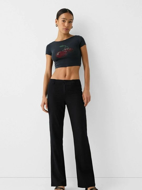 Zdjęcie produktu Spodnie materiałowe Bershka czarny