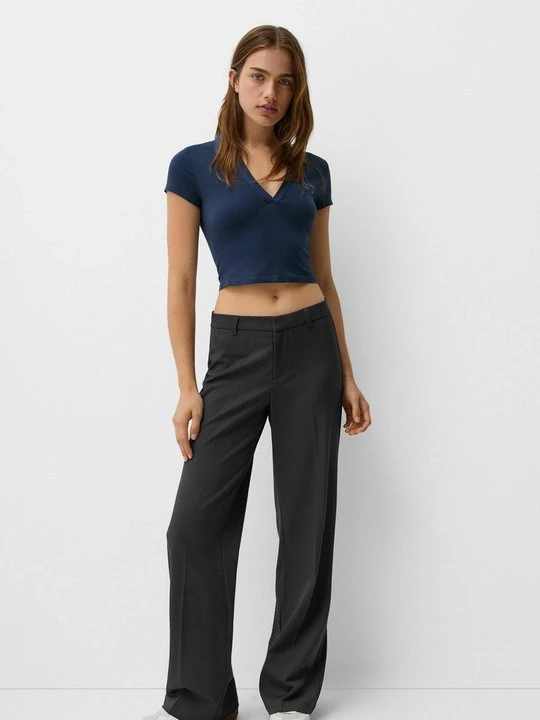 Zdjęcie produktu Spodnie materiałowe Bershka szary melanż