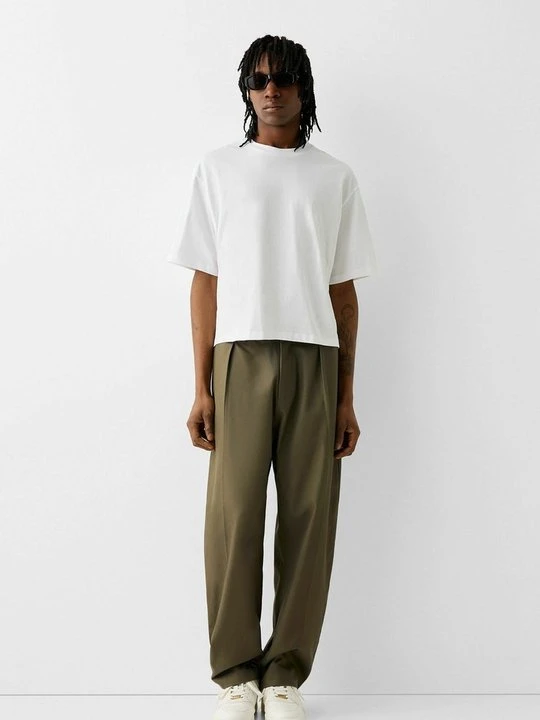 Zdjęcie produktu Spodnie materiałowe Bershka khaki