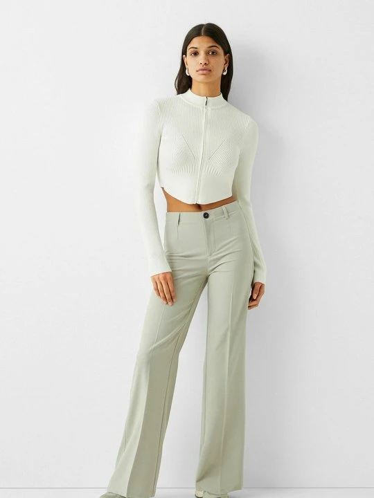 Zdjęcie produktu Spodnie materiałowe Bershka khaki