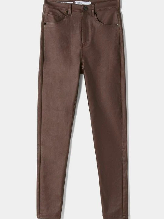 Zdjęcie produktu Spodnie materiałowe Bershka ciemnobrązowy melanż