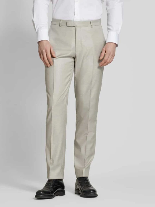 Zdjęcie produktu Spodnie materiałowe męskie JOOP! Collection;Mieszanka wełny i wiskozy z dodatkiem streczu;Prosty krój;Model ‘Blayr’;Wpuszczane kieszenie w stylu francuskim;Zapi Beżowy