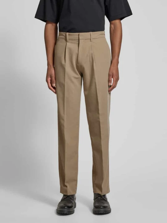 Zdjęcie produktu Spodnie materiałowe o kroju loose fit z zakładkami w pasie model 'KARL' Jack&Jones Beżowy