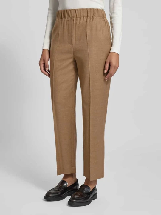 Zdjęcie produktu Spodnie materiałowe o kroju regular fit z mieszanki żywej wełny model ‘HATELEY' Weekend Max Mara Orzechowy
