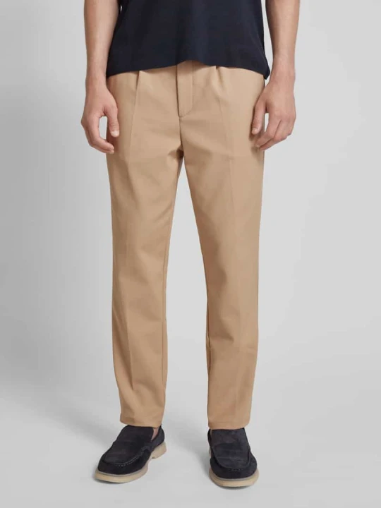 Zdjęcie produktu Spodnie materiałowe o kroju regular fit z zakładkami w pasie model ‘Marc’ Casual Friday Średnioszary