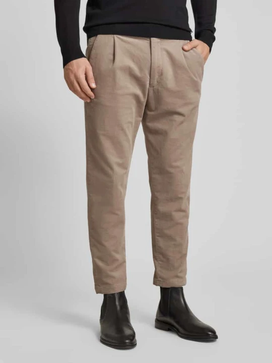 Zdjęcie produktu Spodnie materiałowe o kroju regular fit z zakładkami w pasie model ‘Pierce’ Casual Friday Camel melanż