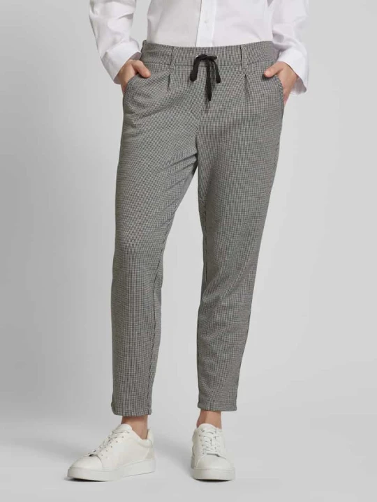 Zdjęcie produktu Spodnie materiałowe o kroju regular fit ze wzorem w pepitkę i tunelem Tom Tailor Czarny