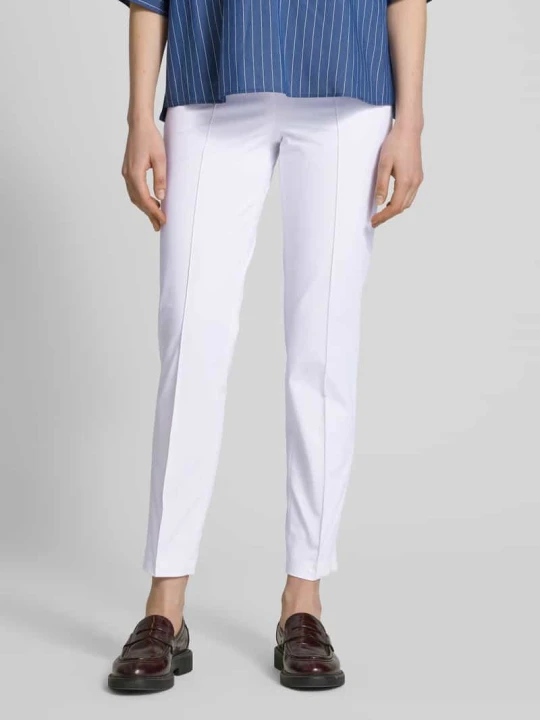 Zdjęcie produktu Spodnie materiałowe o kroju skinny fit z przeszytym kantem model ‘ROS’ CAMBIO Biały