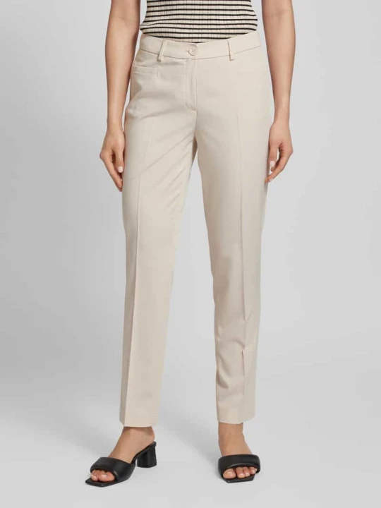 Zdjęcie produktu Spodnie materiałowe o kroju slim fit w kant MORE & MORE Piaskowy