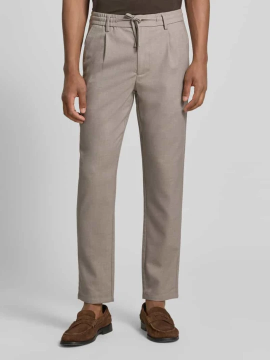 Zdjęcie produktu Spodnie materiałowe o kroju slim fit z dodatkiem wiskozy lindbergh Beżowy melanż