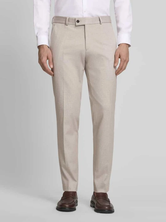 Zdjęcie produktu Spodnie materiałowe o kroju slim fit z dodatkiem wiskozy model 'Paco' CG - Club of Gents Beżowy