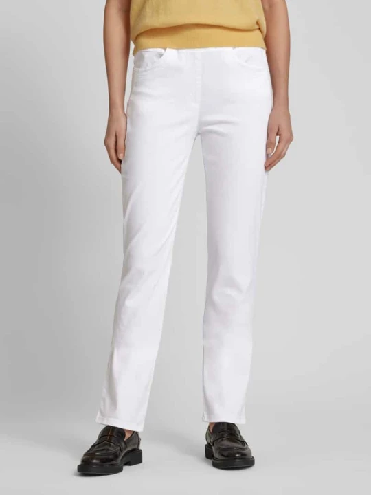 Zdjęcie produktu Spodnie materiałowe o kroju slim fit z elastycznym pasem model ‘Pamina’ Raphaela By Brax Biały