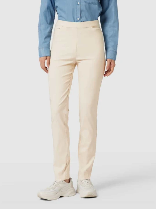 Zdjęcie produktu Spodnie materiałowe o kroju slim fit z lamowanymi kieszeniami Christian Berg Gliniany