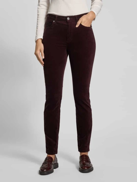 Zdjęcie produktu Spodnie sztruksowe o kroju slim fit z mieszanki bawełny model „ALKEA” Marc O'Polo Bordowy