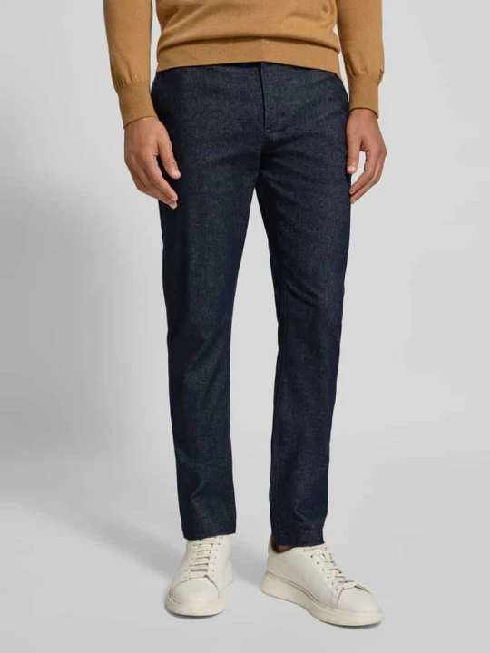 Zdjęcie produktu Spodnie materiałowe o kroju slim fit z mieszanki bawełny model ‘BLEECKER’ Tommy Hilfiger Granatowy