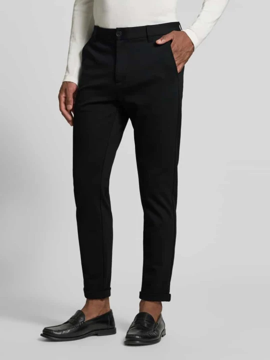 Zdjęcie produktu Spodnie materiałowe o kroju slim fit z podwiniętymi nogawkami lindbergh Czarny