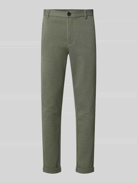 Zdjęcie produktu Spodnie materiałowe o kroju slim fit z podwiniętymi nogawkami lindbergh Oliwkowy