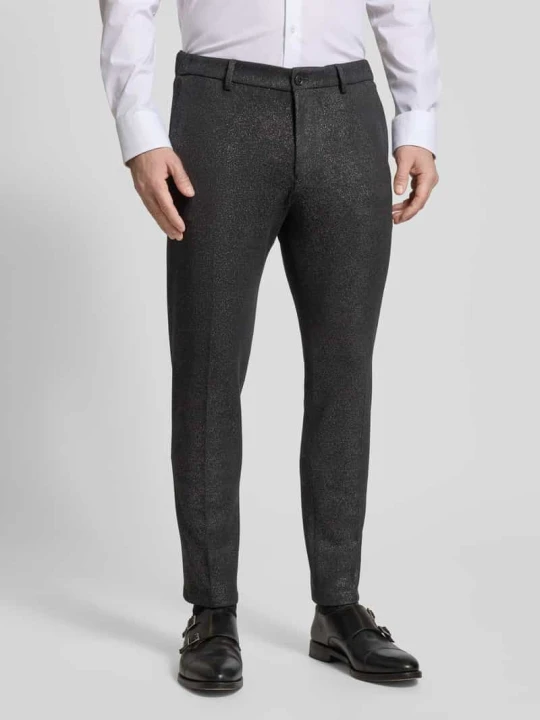 Zdjęcie produktu Spodnie materiałowe o kroju slim fit ze szlufkami na pasek model ‘AJEND’ Drykorn Czarny