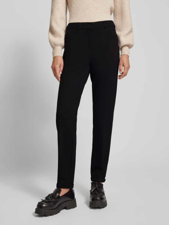 Zdjęcie produktu Spodnie materiałowe o kroju slim fit ze szlufkami na pasek model ‘Jolie Turn Up’ TONI Czarny