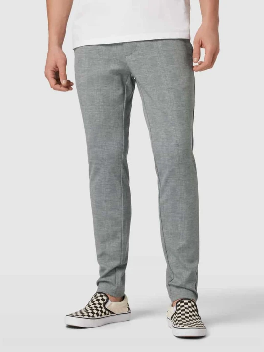 Zdjęcie produktu Spodnie materiałowe o kroju slim tapered fit z wpuszczanymi kieszeniami model ‘MARK’ Only & Sons Jasnoszary melanż