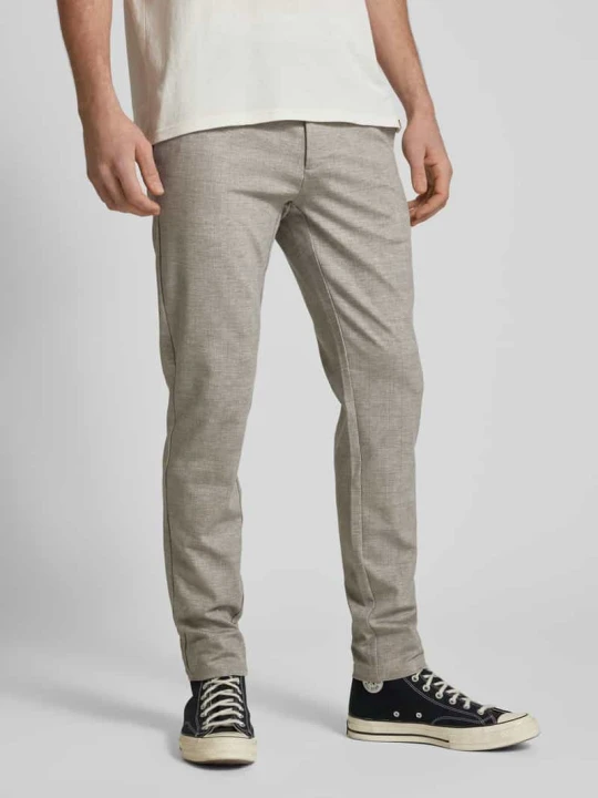 Zdjęcie produktu Spodnie materiałowe o kroju slim tapered fit z wpuszczanymi kieszeniami model ‘MARK’ Only & Sons Beżowy
