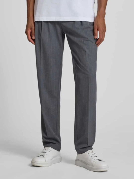Zdjęcie produktu Spodnie materiałowe o kroju straight fit z kantami Model 'Marc' Casual Friday Ciemnoszary melanż