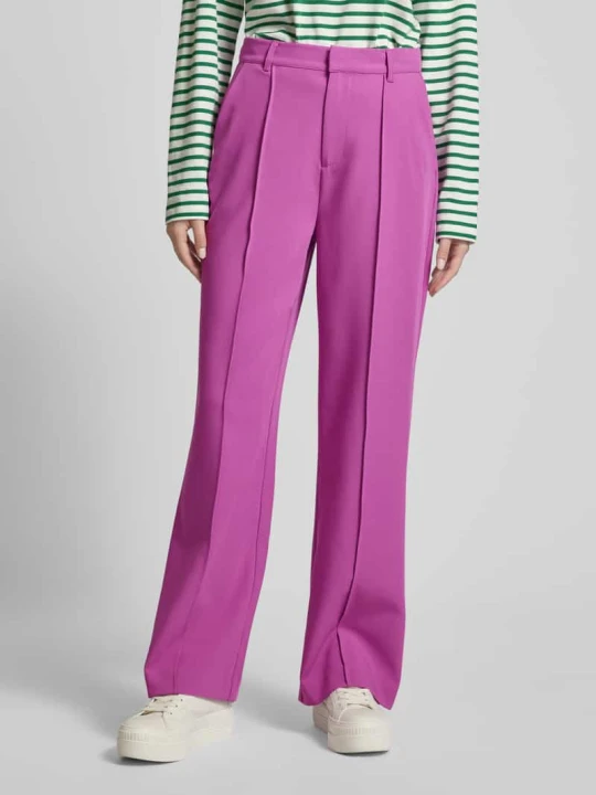 Zdjęcie produktu Spodnie materiałowe o kroju straight fit z dodatkiem wiskozy i zapięciem na guzik Colourful Rebel Fuksjowy